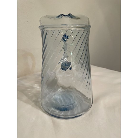 Vintage Blue Swirl Glass Pitcher - Picture 2 of 7